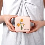 Personalized Birth Flower PU Leather Jewelry Box with Name Portable Travel Essential Birthday Wedding Gift for Women