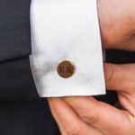 Personalised Engraved Name Initials Cufflinks Set of 2 with Date and Wooden Box Clothing Accessories Wedding Anniversary Gift for Men Groomsmen