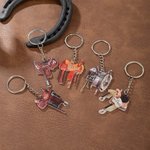 Personalized Horse Saddle Acrylic Keychain with Name Birthday Anniversary Gift for Horse Lovers Equestrians