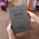 Personalized Letter to My Son in Heaven A5 Leather Notebook with Name and 200 Lined Pages Sympathy Condolence Gift for Parents Loss of Child
