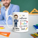 Personalized The Influence of A Good Teacher Will Never Fade Cartoon Character Ceramic Mug with Name Teachers' Day Thank You Gift for Teachers