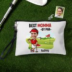 Personalized Cartoon Golf Character Pattern Makeup Bag with Photo and Name Travel Accessories Holiday Birthday Gift for Women Golf Players