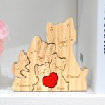 Rompecabezas de madera personalizado con familia de gatos y 2-5 nombres decoración de escritorio regalo de cumpleaños o aniversario para la familia