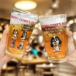 Personalized 1-4 Cute 3D Cartoon Dogs 16 oz Clear Beer Glass with Name Father's Day Birthday Anniversary Gift for Dog Dad Beer Lovers