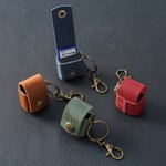 Personalised Mini Portable Genuine Leather SD Card Holder Storage Bag with Engraved Name and Keychain Camera Accessory Birthday Gift for Photographer