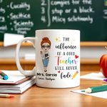 Personalized The Influence of A Good Teacher Will Never Fade Cartoon Character Ceramic Mug with Name Teachers' Day Thank You Gift for Teachers