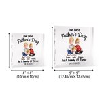Personalized As A Family Of Three Cartoon Characters Square Heart Acrylic Plaque with Name and Date Home Decor Father's Day Gift for Family