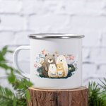 Tasse à café en émail personnalisée avec 1-8 noms Cadeau d'anniversaire de Noël pour la famille et les enfants