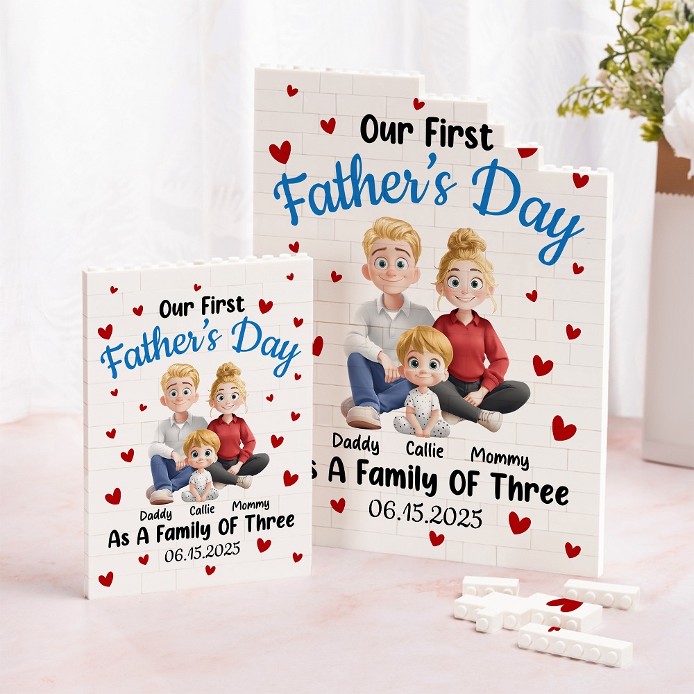 Puzzle de briques de construction personnalisé avec nom et date pour la famille Cadeau de fête des pères pour papa et sa famille
