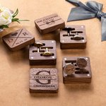Personalised Engraved Name Initials Cufflinks Set of 2 with Date and Wooden Box Clothing Accessories Wedding Anniversary Gift for Men Groomsmen