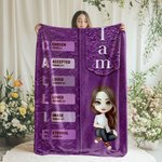 Personalizzato Bibbia Dio dice Io Sono Personaggio dei cartoni animati Coperta morbida con nome Compleanno Regalo di battesimo religioso per i cristiani Famiglia