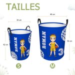 Panier à Linge Pliable avec Poignée Personnalisé avec Nom et Personnage de Dessin Animé Cadeau pour Amateurs de Sport