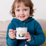Tasse à café en émail personnalisée avec 1-8 noms Cadeau d'anniversaire de Noël pour la famille et les enfants