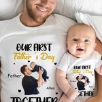 Henkilökohtainen ensimmäinen isänpäivä yhdessä valokuva 100% puuvillaa T-paita Baby Bodysuit nimet syntymäpäivälahja vauva isä