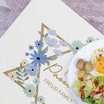 Personalized Happy Passover Floral Jewish Star Set of 2 Placemats with Family Name Dining Table Decor Jewish Holiday Gift for Family