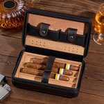 Personalized Monogram PU Leather Portable Cigar Humidor Case with Name and Date Birthday Wedding Father's Day Gift for Men Cigar Enthusiasts