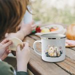 Tasse à café en émail personnalisée avec 1-8 noms Cadeau d'anniversaire de Noël pour la famille et les enfants