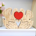 Puzzle in legno personalizzato tema famiglia di cigni con cuore rosso e 2-5 nomi decor da scrivania regalo di compleanno e anniversario per famiglia