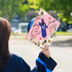 Personalized She Believed She Could So She Did Birth Flower Cartoon Graduation Cap Topper Decoration with Name and Year Graduation Gift for Women