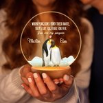 Personalisierte Sie sind mein Pinguin LED-Nachtlicht mit Namen und hölzerne Basis Raumdekoration Geburtstag Valentinstag Jahrestag Geschenk für Ehepaar