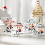Personalized As A Family Of Three Cartoon Characters Square Heart Acrylic Plaque with Name and Date Home Decor Father's Day Gift for Family