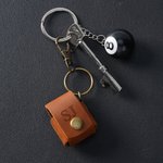 Personalised Mini Portable Genuine Leather SD Card Holder Storage Bag with Engraved Name and Keychain Camera Accessory Birthday Gift for Photographer