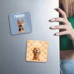 Personalized Cute Paw 3D Cartoon Dog Acrylic Fridge Magnet with Name Birthday Anniversary Gift for Dog Dad Dog Mom Pet Lovers