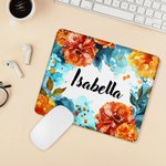 Personalized Watercolor Birth Flower Design Non-slip Mouse Pad with Name Home Office Supplies Birthday Gift for Employees Family Friends