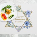Personalized Happy Passover Floral Jewish Star Set of 2 Placemats with Family Name Dining Table Decor Jewish Holiday Gift for Family