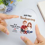 Personalized As A Family Of Three Cartoon Characters Square Heart Acrylic Plaque with Name and Date Home Decor Father's Day Gift for Family