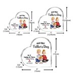 Personalized As A Family Of Three Cartoon Characters Square Heart Acrylic Plaque with Name and Date Home Decor Father's Day Gift for Family