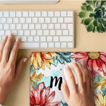 Personalized Watercolor Birth Flower Design Non-slip Mouse Pad with Name Home Office Supplies Birthday Gift for Employees Family Friends