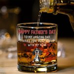 Personalized To My Amazing Dad 3D Cartoon Dog 10 oz Whiskey Glass with 1-4 Names Happy Father's Day Gift for Dog Dad Dog Lover