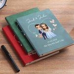 Journal d'amour en cuir A5 avec nom Date de mariage Cadeau d'anniversaire pour jeunes mariés Couple