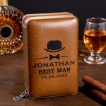 Personalized Monogram PU Leather Portable Cigar Humidor Case with Name and Date Birthday Wedding Father's Day Gift for Men Cigar Enthusiasts