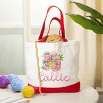 Personlig garnkorg med blommor Återanvändbar tygkasse i canvas med namn Resetillbehör Födelsedag Mors dag Present till Crochters Stickälskare