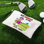 Personalized Cartoon Golf Character Pattern Makeup Bag with Photo and Name Travel Accessories Holiday Birthday Gift for Women Golf Players
