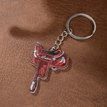 Personalized Horse Saddle Acrylic Keychain with Name Birthday Anniversary Gift for Horse Lovers Equestrians