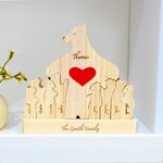 Personalized Cute Love Hug Bear Family Wooden Puzzle with Base and 2-9 Names Desk Decoration Birthday Anniversary Gift for Family