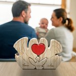 Personalized Cute Swan Family Red Heart Wooden Puzzle with 2-5 Engraved Names Desk Decor Birthday Anniversary Gift for Family