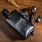 Personalized Bible Verse Cross PU Leather Toiletry Bag with Name Travel Religious Father's Day Gift for Men