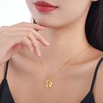 Personalised Double Initials Art Overlap Pendant Necklace Dainty Jewellery Wedding Party Birthday Anniversary Gift for Women Girls