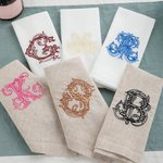 Personalised Embroidered Floral Initial Linen Napkin Table Decor Wedding Birthday Gift for Family Friends