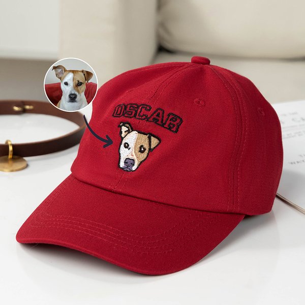 Personalisierte bestickt Haustier Gesicht Foto 100% Baumwolle einstellbar Baseballmütze mit Namen im Freien Zubehör Haustier Party Geschenk für Katze Hund Haustierbesitzer