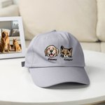 Personalized Embroidered Dog Cat Portrait 100% Cotton Adjustable Baseball Cap with Names Outdoor Accessories Pet Party Birthday Gift for Pet Owners