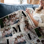 Personalized 14 Family Photos Collage Soft Throw Blanket Home Decor Birthday Mother's Day Gift for Mom Family