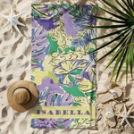 Toalla de playa de gran tamaño de secado rápido personalizada con nombre Tropical Vibe Watercolor Floral Summer Vacation Pool Party Gift for Women Swimming Lovers