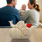 Henkilökohtainen lämmin halaus valas perhe puinen palapeli punainen sydän ja 2-5 nimet työpöydän sisustus äitienpäivä syntymäpäivä vuosipäivä lahja perheelle