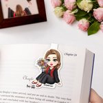 Personalisierte Grad Cap Cartoon Graduate Charakter Magnetische Lesezeichen Clip mit Namen Lesen Zubehör Graduierung Geburtstag Geschenk für Absolventen Bücherwürmer