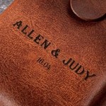 Personalisierte Tragbare PU-Leder Geldbörse mit Textgravur Reißverschluss Handschlaufe Vatertag Geburstag Jahrestag Geschenk für Herren